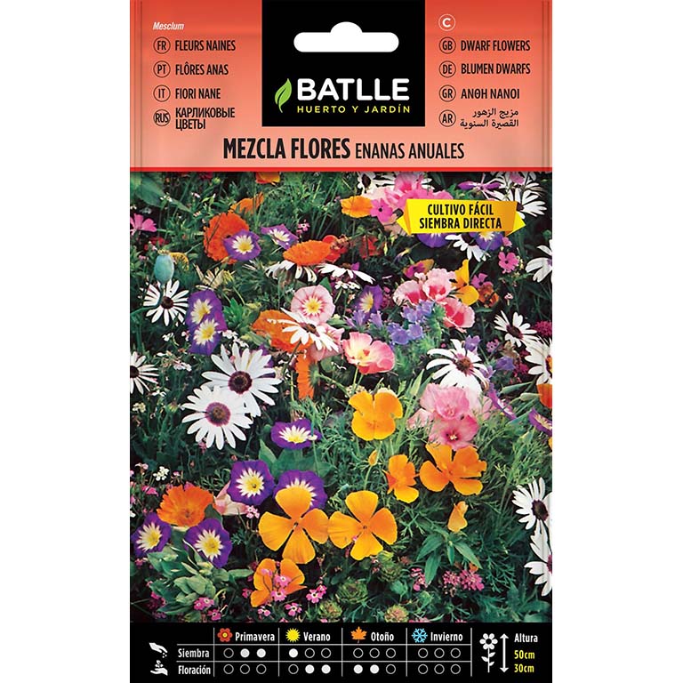 MEZCLA FLORES ENANAS ANUALES 1.300 semillas | Kreo Jardiner&iacute;a