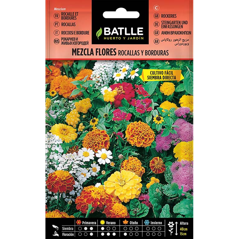 MEZCLA DE FLORES ROCALLAS Y BORDURAS 2.700 semillas | Kreo Jardiner&iacute;a
